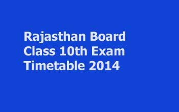 Rajasthan Board Class 10 Exam Timetable 2014 announced