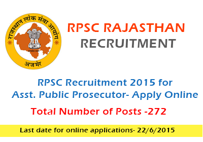 RPSC Recruitment 2015 for Asst Public Prosecutor